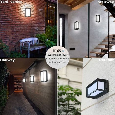 Applique da esterno moderna a LED con emissione luminosa verso l'alto, impermeabile IP65, ideale per portici, terrazze, giardini, vialetti e scale, luce bianca fredda. (1/4)