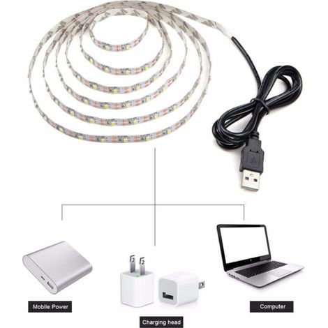Tira LED blanca fría de 90 cm con puerto USB para retroiluminación de TV (1/4)
