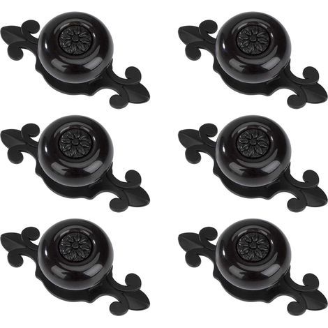 Round Door Knobs Vintage Drawer Knobs Drawer Handles with Screws for Wardrobe Office Bedside Bookcase Furniture 6 Pieces Black (1/5)