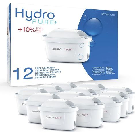 6 HydroPure® Water Filters Compatible with Brita Maxtra/Maxtra+, Marella, PerfectFit, Basics jugs. Filters PFAS, PFOA, PFOS, chlorine, limescale, heavy metals. TÜV SÜD (C) certified. 12 Filters (1/5)