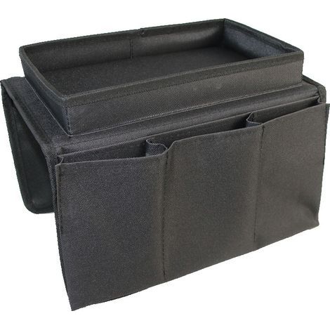Organiseur de canapé pour accoudoir de canapé, support de télécommande, sac de rangement avec porte-gobelet pour tablette, téléphone, tablette, livre, magazines (1/5)