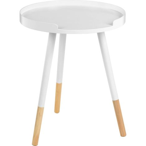 Interiors by Premier White and Natural Round Side Table, Wooden Side Table, Natural Wood Side Table, White Wood Side Table (1/5)