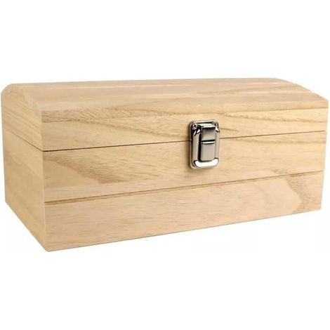 Boîte de rangement, 25 x 15 x 11,5 cm, en bois, avec couvercle, pour la maison, la chambre ou le bureau.-AquaForge (1/2)