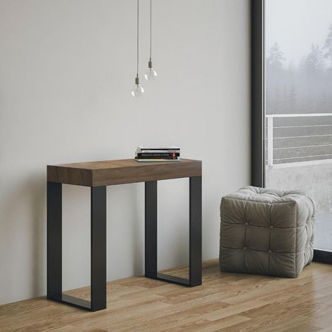 Consolle allungabile a 196 cm TECNO SMALL Noce telaio antracite (1/3)