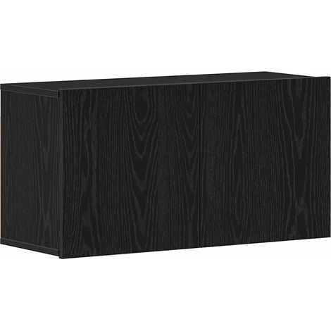 Meuble TV mural moderne avec rangement pratique 80 x 30 x 41 cm en bois d'ingénierie chêne noir (1/5)