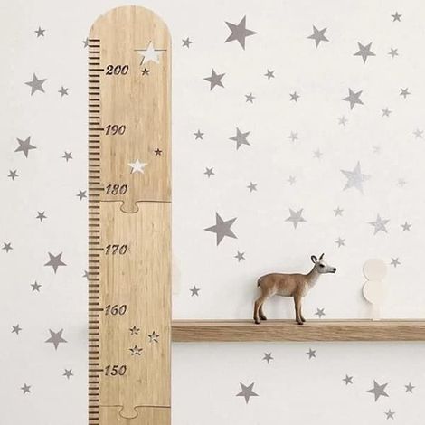 Toise murale pour enfants (marron) - Règle de mesure en bois - Enfants (1/4)