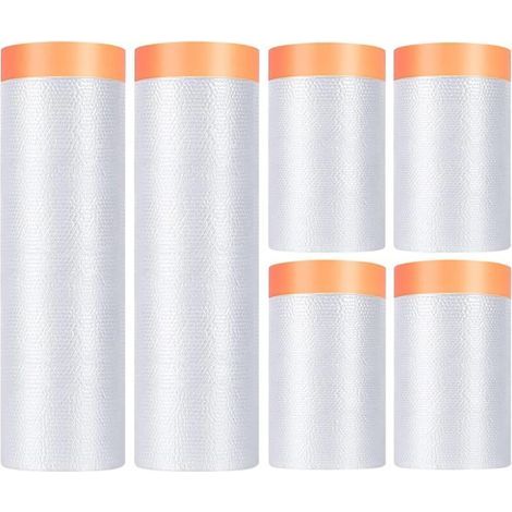 6 Pièces Film Masquage Bache Protection 120M Ruban Masquage Peinture, Scotch Peinture Masquage 4PC 55 CMX20 M+2PC 150 CMX20M, pour Protection Meubles (1/5)