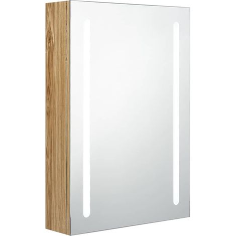 Armadietto Bagno Mobile da Bagno con Specchio e LED Rovere 50x13x70 cm (1/5)