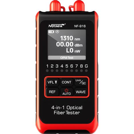 Testeur de fibre optique NOYAFA NF-916 avec photomètre optique, VFL, réflectomètre, connecteurs FC SC ST, écran LCD, localisateur visuel de défaut pour câbles réseau (1/5)