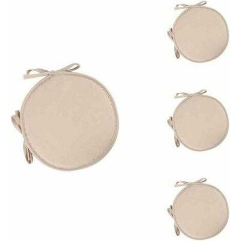 Ensemble de 4 coussins ronds pour siège, coussins de chaise ronds, galettes de chaise pour salle à manger, jardin, maison, bureau, cuisine (beige)