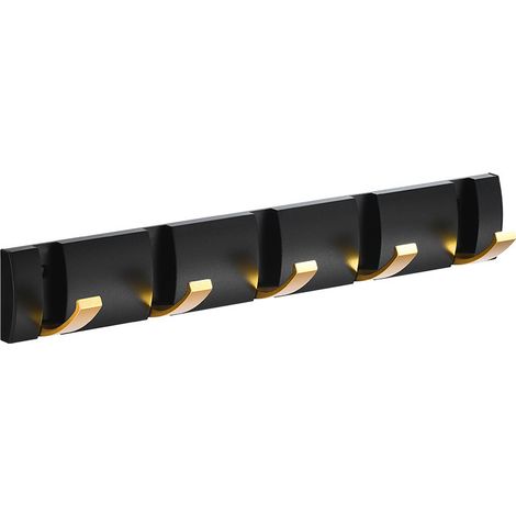 Porte Manteau Pliant avec 5 Crochets, Porte Manteau Moderne Noir Or Mural peu Encombrants, Porte Serviettes Salle de Bain pour Suspendre Manteaux, Ch (1/5)