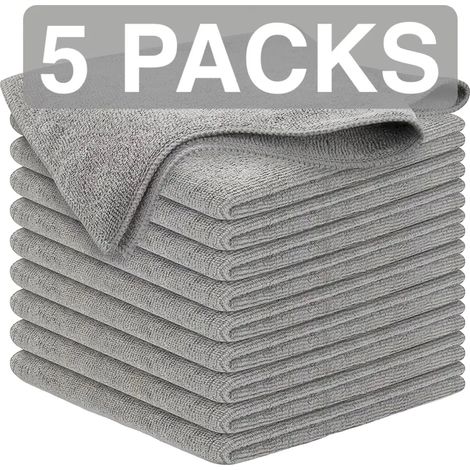 Mikrofaser-Reinigungstücher, super saugfähig, langlebig und fusselfrei, 5pcs-a, Grau (1/2)