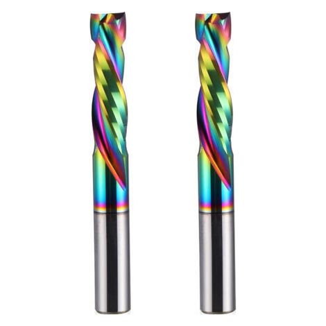 BARKBUSTERS Jeu de 2 fraises à bois à deux dents, revêtement DLC, en carbure de tungstène, pour usinage CNC, queue de 6 mm, diamètre de coupe de 6 mm (1/5)