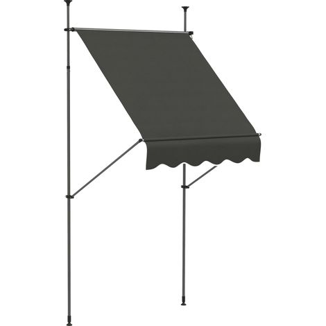 Store banne autoportant manuel rétractable 1,5L x 1,2l x 2,1-3H m inclinaison réglable métal alu polyester gris foncé