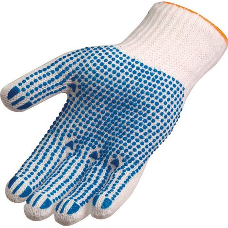 Guantes talla 9/10 blanco / azul EN 388 PSA II poliéster / algodón AT (Por 12)
