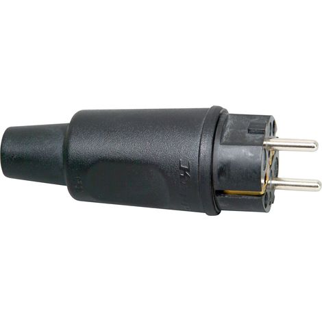 KOPP Schutzkontakt-Stecker 179016004, Vollgummi, 2 Stecksystemen, schwarz