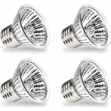 BUNTHAUS Ampoule Lamp Chauffante Tortue,UVA UVB E27 Ampoule Reptile Chauffage Ampoule Lampe pour Reptile Aquarium Spectre Complet Ampoule Halogène pour Reptiles Lézard Tortue-4 pièces (50W) (1/5)