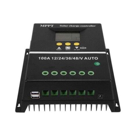 Contrôleur de Charge Solaire 100A 12V/24V/36V/48V, Régulateur de Batterie PV avec Double Port USB (1/4)