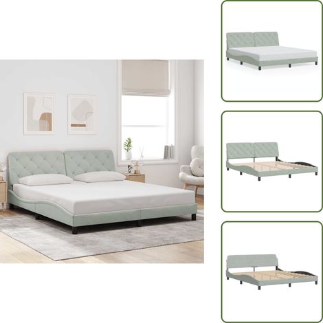 The Living Store Bettgestell ohne Matratze Hellgrau 180x200 cm Samt - Bettsofa - Samtcouch - Doppelbett - Boxspringbetten - Lattenrost (1/5)
