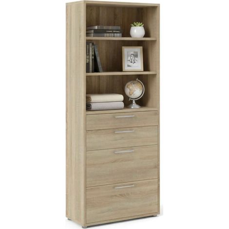Dmora - Credenza Loise, Buffet da soggiorno, Madia da salotto, Dispensa da cucina, 89x40 h222 cm, Quercia