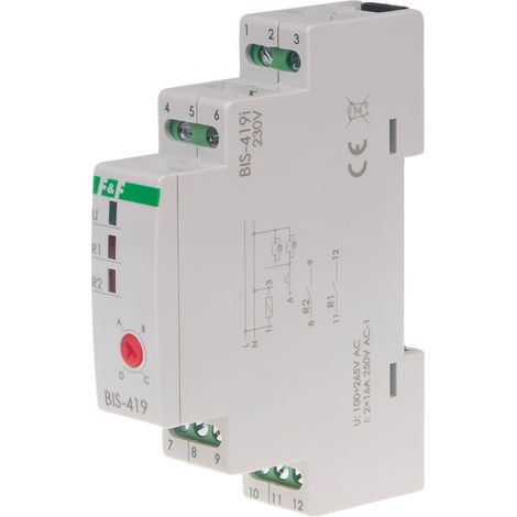 Relè bistabile, 4 funzioni, DIN, due circuiti di controllo, con relè di spunto 160A/20ms BIS-419-LED