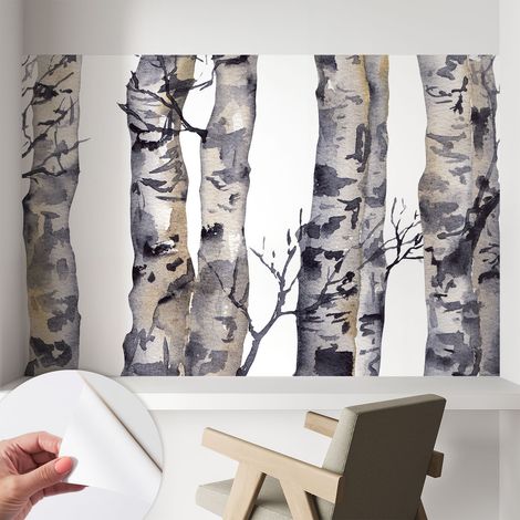 Papier peint autocollant avec imprimé décoratif pour salon et chambre à coucher Installation facile Forêt de trembles 104x70 cm (1/5)