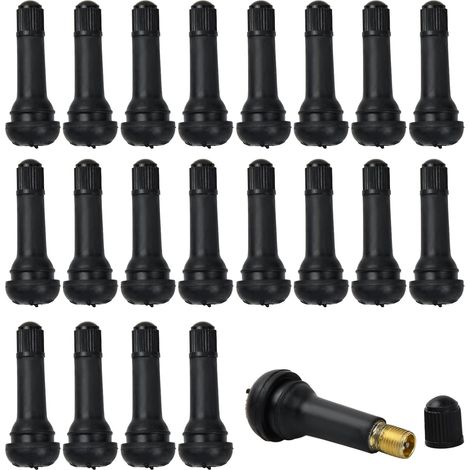 20 Pièces Valve Pneu Voiture, Remplacement Valve Tubeless Pneu TR414 Noir, Compatible Voiture, Moto et Vélo, Remplacement Universel (1/5)