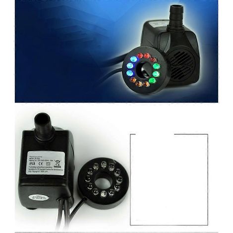 Pompe de circulation d'aquarium submersible avec éclairage LED pour fontaines, bassins et statues d'aquarium (lot de 1). (1/5)