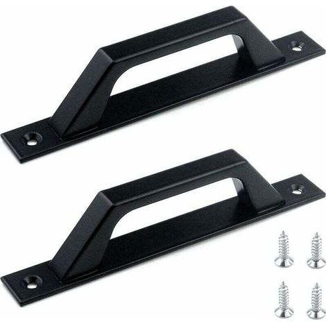 Lot de deux poignées de porte coulissante noires, 175 mm. Poignées pour portes, armoires, tiroirs, placards, meubles de cuisine ou chambres d'enfants.