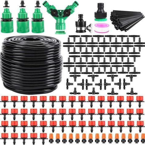 Tropfbewässerungssystem, 164 Fuß Gartenbewässerungssystem 1/4, leeres Verteilungsschlauch-Bewässerungs-Tropfset, automatische Bewässerungsausrüstung für Gartengewächshaus, Blumenbeet, Terrasse, Rasen