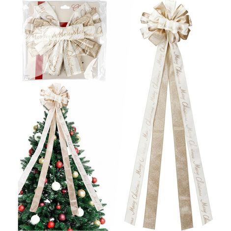 Lazo navideño grande y decorativo para la punta del árbol de Navidad. (1/5)