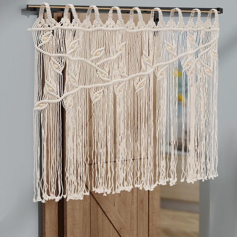 Rideau de porte, 80 x 110 cm, rideau de perles, Boho, décoration de séparation, rideau de fenêtre, pour portes d'entrée, armoires, portes de chambre à coucher, beige (1/5)
