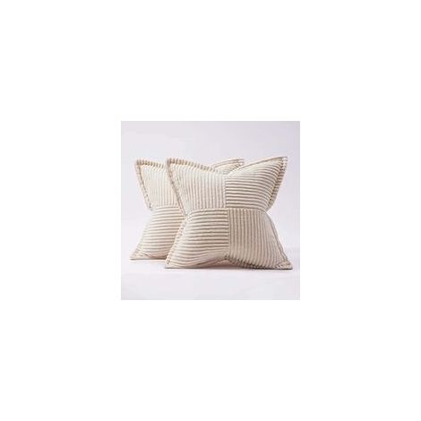 Sofakissenbezug 45x45, 2er-Set beige Cord-Kissenbezüge mit Kreuzmuster, Dekoration für Schlaf- und Wohnzimmer (1/3)