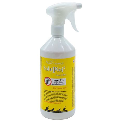 Espray Natural para Eliminar piojos de gallinas, ácaros, garrapatas, chinches - Desinsectante para instalaciones de Animales - Solupioj Spray 1 litro