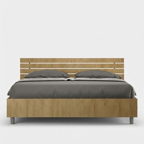 Cama matrimonial 160x200 cm con somier contenedor y cabecero inclinado Ankel letto - Natural (1/5)