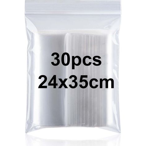 Transparent Resealable Plastic Bags - 24 x 35 cm - Sealed Bag, Storage Bag, Closure Bag, Suitable for Craft Supplies, Clothing Storage-30 Pieces (1/5)