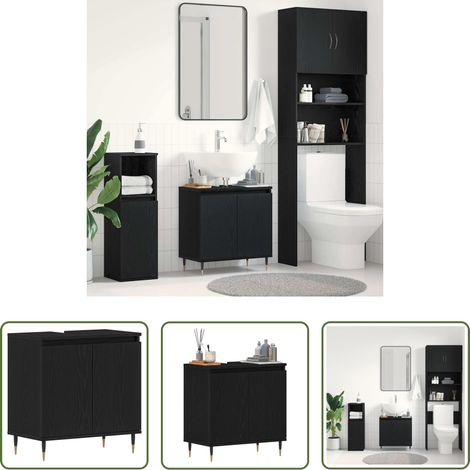 Meuble de lavabo - Meuble de Lavabo de Salle de Bain Chêne noir 58 x 33 x 60 cm (1/5)