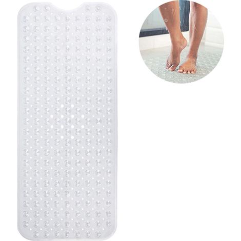 Tapis de bain Natura pour peaux sensibles - Insert de baignoire 100x40 cm Antidérapant pour enfants et bébés - Tapis de douche antidérapant (transparent)