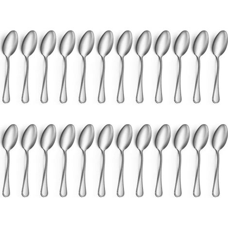 Lave-vaisselle (14 cm) – Fête – Restaurant – Maison – Cuillère Dessert fer forgé Inoxydable Polie Miroir – Lot de 24 (1/5)