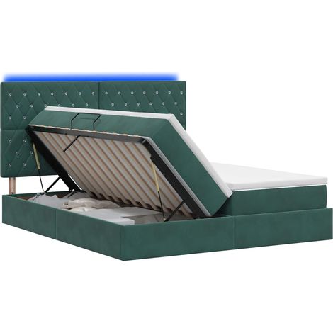 Letto con contenitore LED e materasso Verde Scuro 200 x 200 cm vidaXL (1/5)