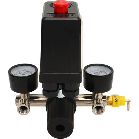 Interrupteur de pression 0-180 PSI pour compresseur d'air, régulateur de vanne de pression précis avec manomètre (1/5)