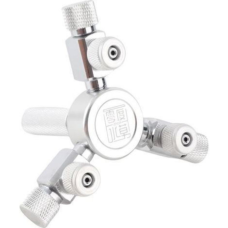 BelleRise - Régulateur CO2 3 voies – W02-03 – Vanne micro-ajust argent – Multi-aquariums – Couleur argent (1/5)