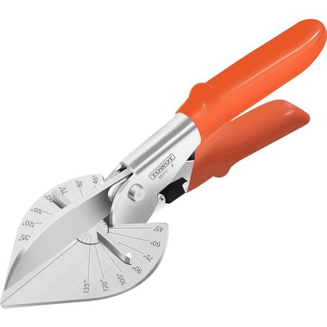 1 - Cisaille à onglets - Cisaille d'angle - Coupe plastique PVC liège - Angle réglable 45-135 degrés - Acier inoxydable - Poignée antidérapante - Noir - 25x10cm (1/5)