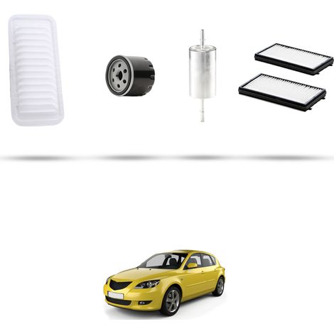 Kit tagliando 4 filtri compatibile con Mazda 3 (BK) 1.6 77kw dal 2003 al 2009 (1/5)