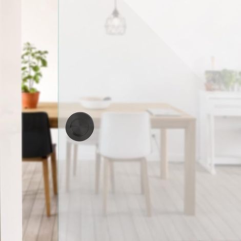 Poignée de porte coulissante anodisée noire Ø 70 x 10 mm Poignée de meuble en inox Poignée coquille pour portes en verre portes de chambre de (1/2)