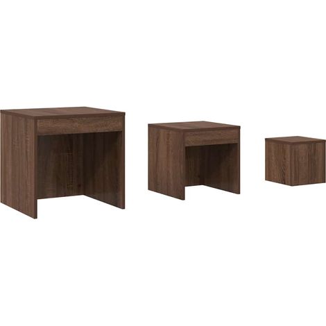 Maison Exclusive - Tables gigognes 3 pcs Chêne marron Bois d'ingénierie