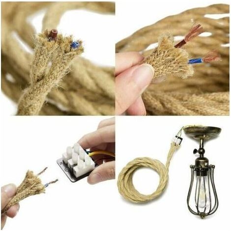 Cavo elettrico a LED da 10 m, 2 fili, stile vintage, con rivestimento in rame, corda industriale intrecciata retrò per lampade a sospensione fai da te. (1/4)