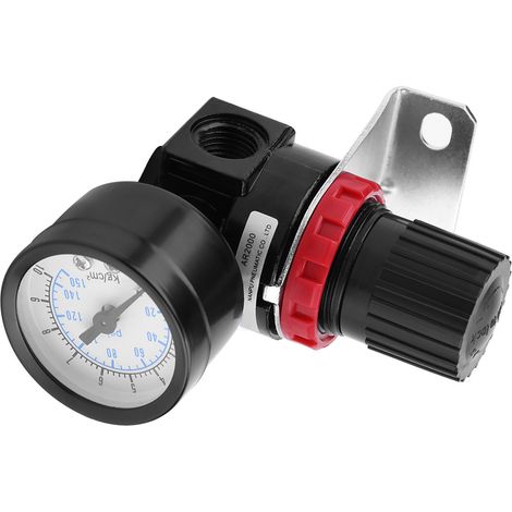 G1/4 Pneumatikregler, einstellbares Druckregelventil für Luftkompressoren mit Manometer und Halterung