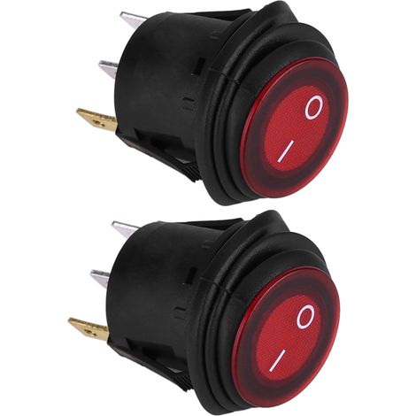 Deux LED rouges, universel 12V/24V, 20A, interrupteur à bascule rond à 3 broches pour automobile/marine. (1/5)