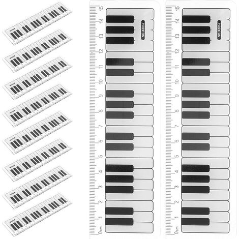 Lot de 10 règles piano en plastique 15 cm, motif musical unique (1/5)